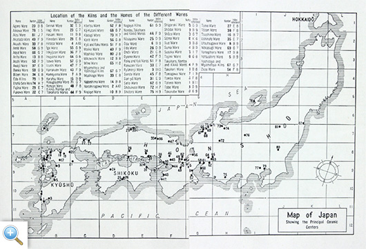 Map of ceramic styles in Japan